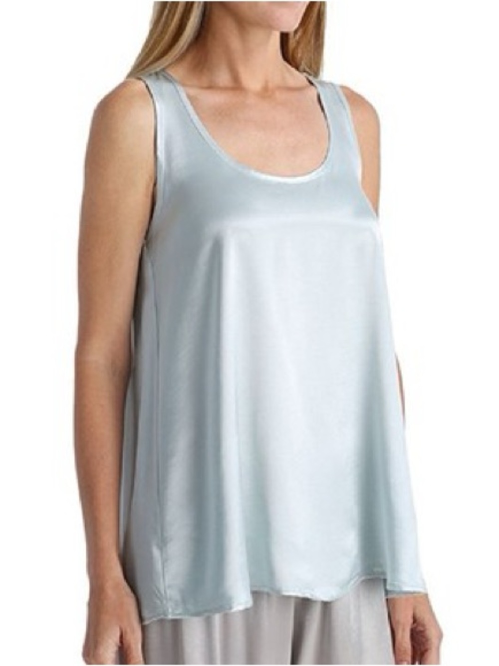 PJ Harlow Laura Blue Silver Satin Pajama Tank